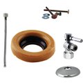Westbrass Toilet Kit W/ 1/4-Turn 1/2 in IPS Stop and Wax Ring, Lever Handle in Polished Chrome D1613TBL-26
